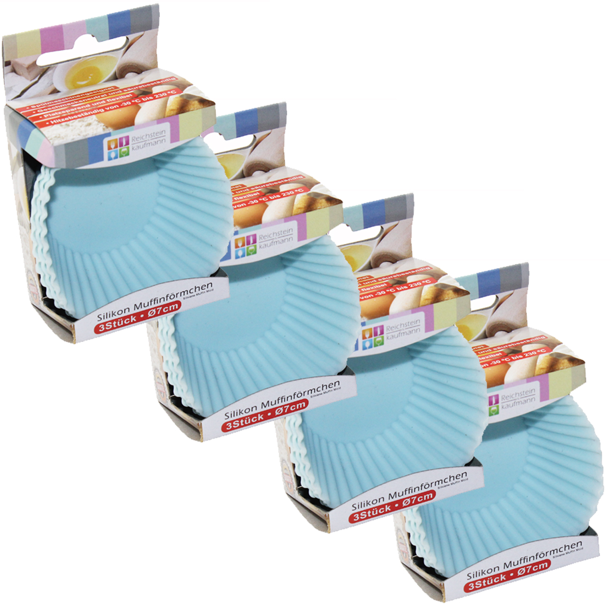 12er Set Backform Muffin Förmchen Silkon rosa/blau 7cm Küche Backen Geburtstag
