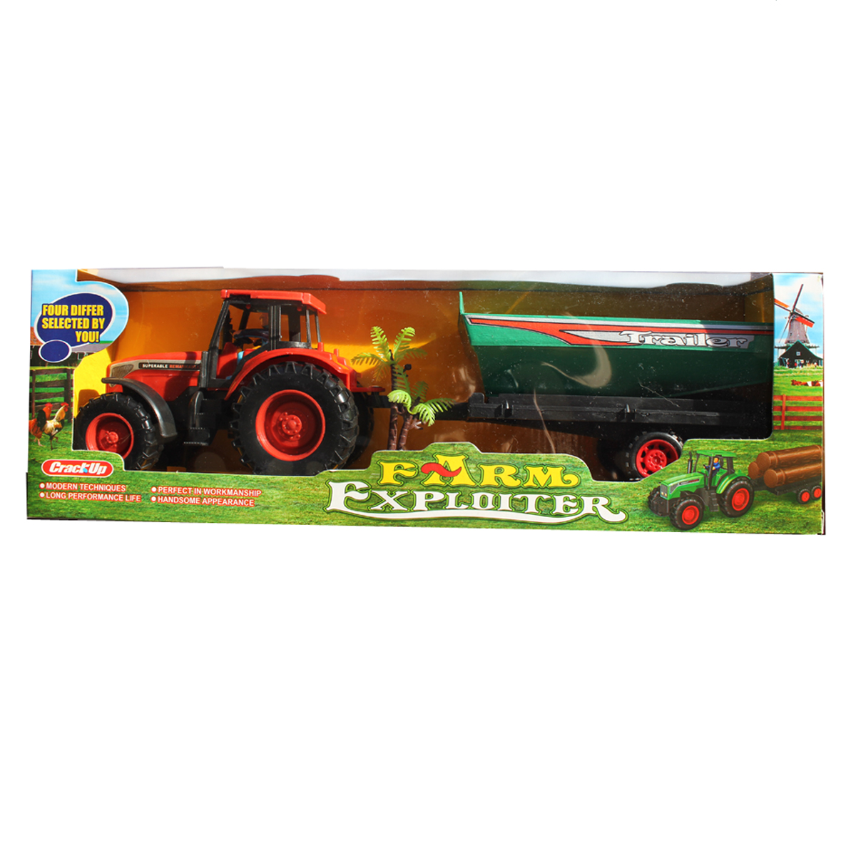 Traktor mit Anhänger Trecker Bauernhof Spielzeugauto Spieltraktor