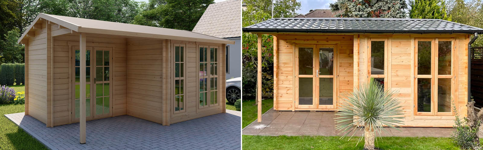 Gartenhäuser mit 14 - 19mm Wandstärke