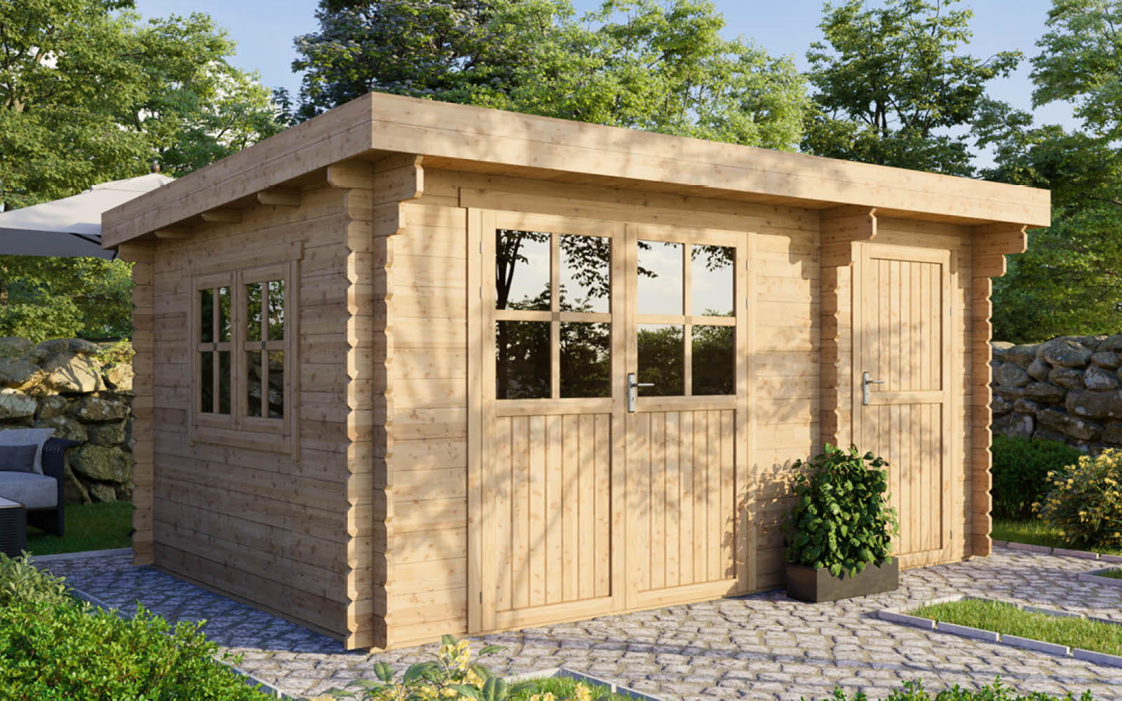 Gartenhäuser mit 14 - 19mm Wandstärke