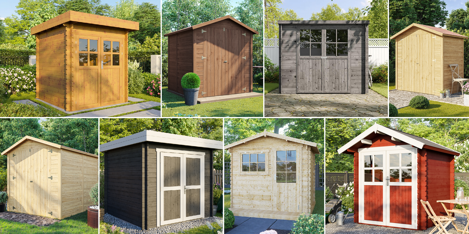 Gartenhäuser mit 14 - 19mm Wandstärke