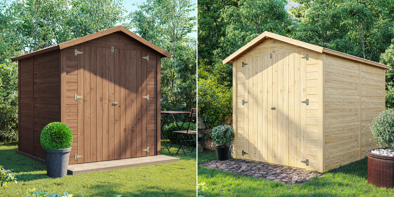 Gartenhäuser mit 14 - 19mm Wandstärke