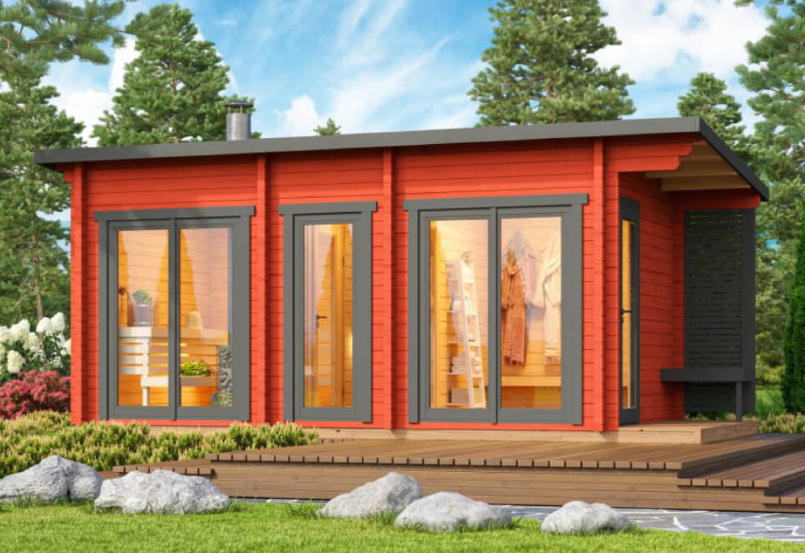 Gartenhäuser mit 14 - 19mm Wandstärke