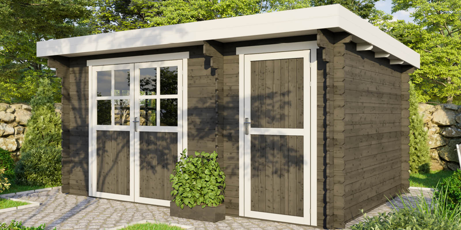 Gartenhäuser mit 14 - 19mm Wandstärke
