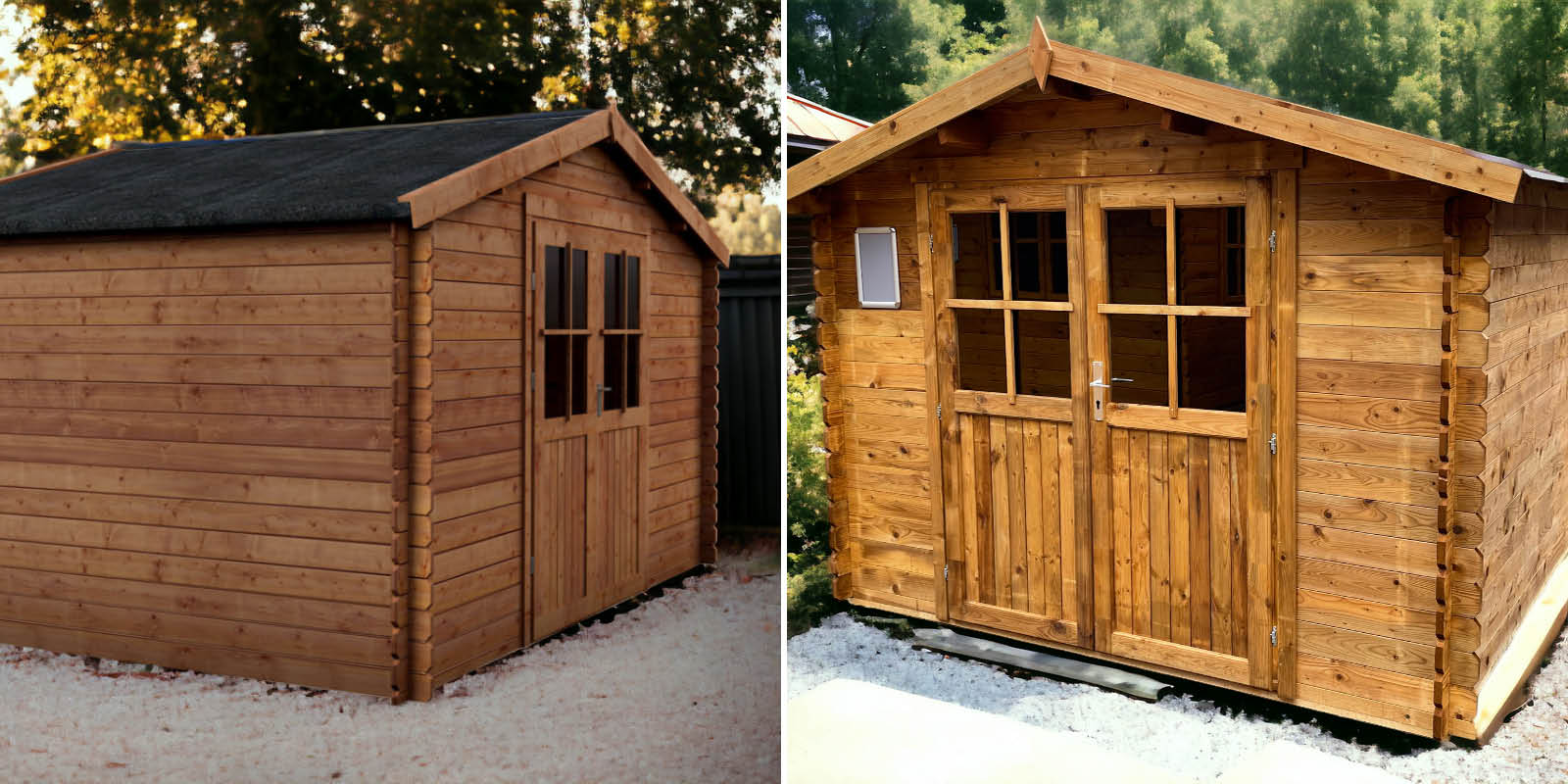 Gartenhäuser mit 14 - 19mm Wandstärke