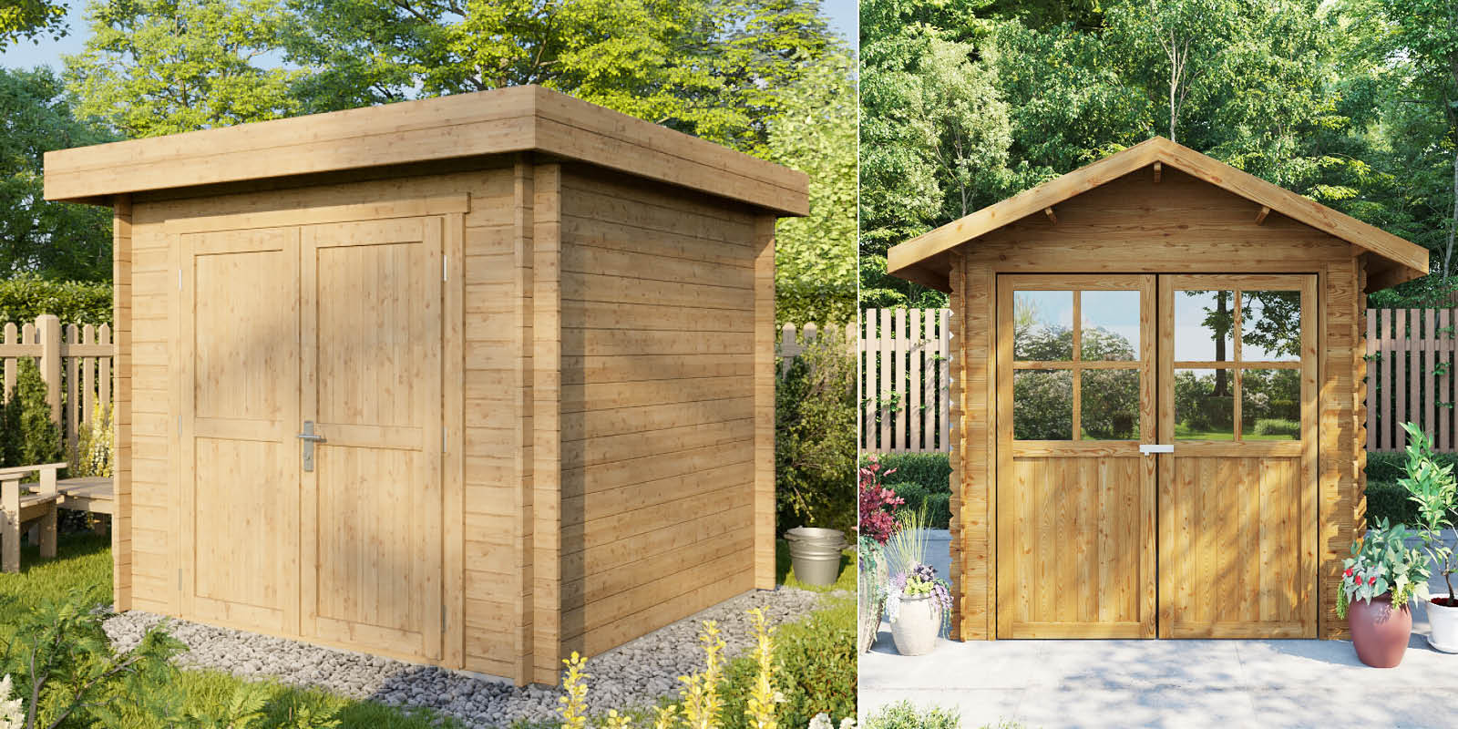 Gartenhäuser mit 14 - 19mm Wandstärke