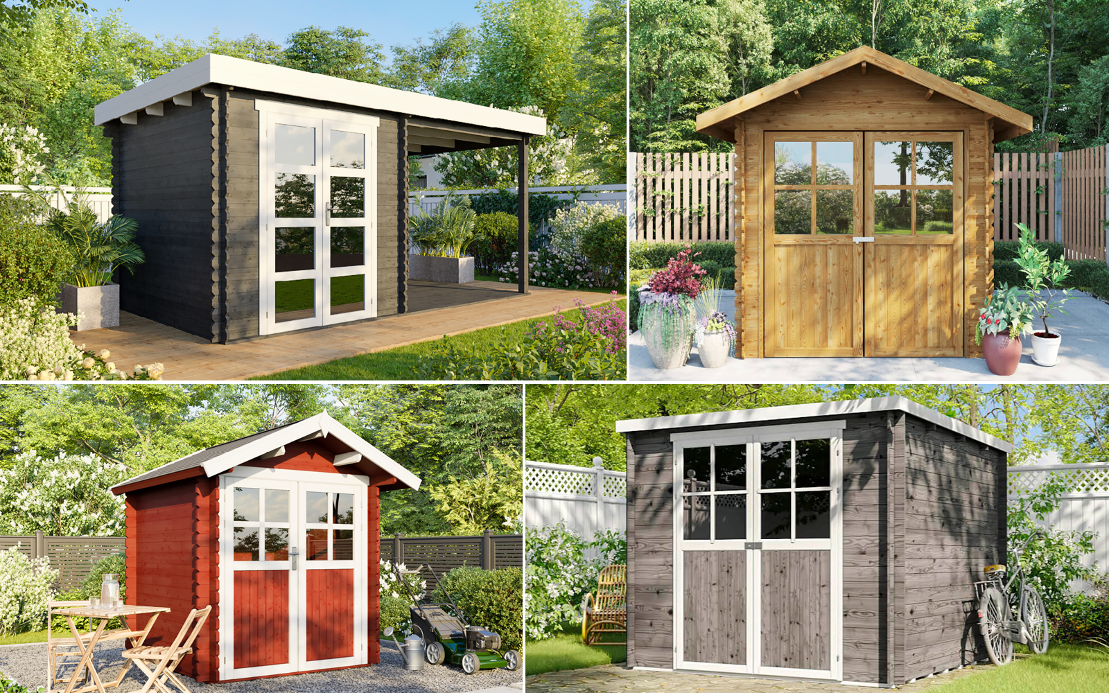 Gartenhäuser mit 14 - 19mm Wandstärke