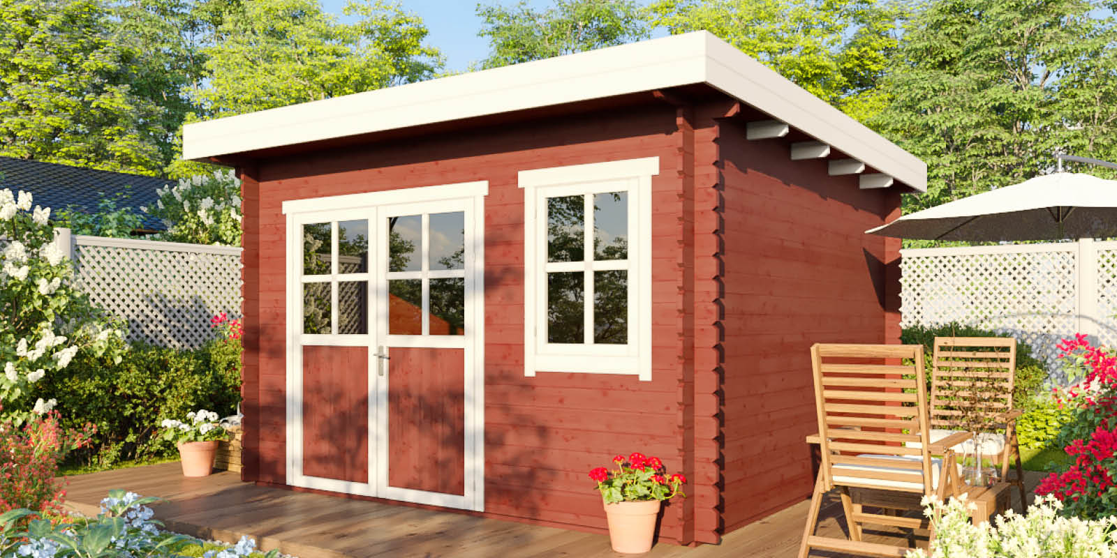 Gartenhäuser mit 14 - 19mm Wandstärke