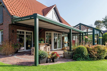 900 x 300 cm Aluminium Terrassenüberdachung "Topline" mit Hohlkammerplatten