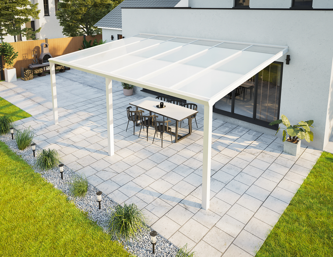 Terrassenüberdachung Alu 6x4 m weiß mit Stegplatten. McTerrasse