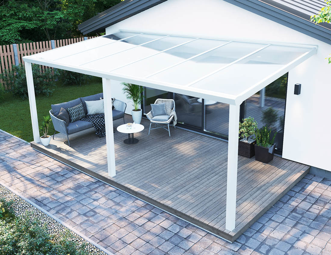 600 x 300 cm Aluminium Terrassenberdachung "Trendline" mit  Hohlkammerplatten