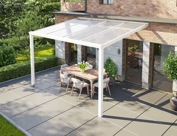 Terrassenüberdachung Alu 400x250 cm weiß mit Stegplatten. McTerrasse