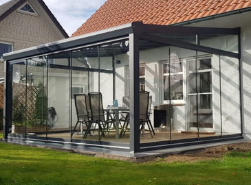 500 x 350 cm Aluminium Terrassenüberdachung "Topline" mit Glasdach