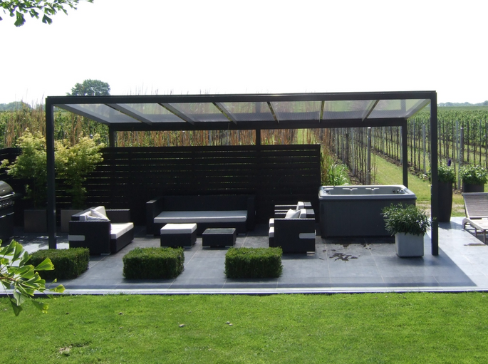 400 x 300 cm Aluminium Terrassenüberdachung "Trendline" freistehend mit Glasdach