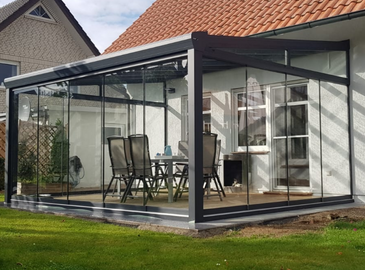 900 x 250 cm Aluminium Terrassenüberdachung "Topline" mit Glasdach