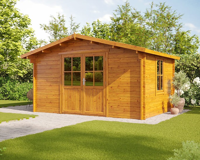 [Pakket] Mega-Sparset Malmö 400 x 300 cm 35mm wanddikte incl. impregnatie en alle toebehoren