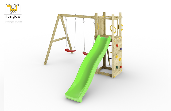 Fungoo FUNNY3 met zandbak, schommel en glijbaan