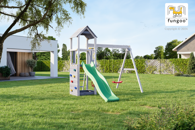 Fungoo CAROL3 Speeltuin grijs-wit met glijbaan