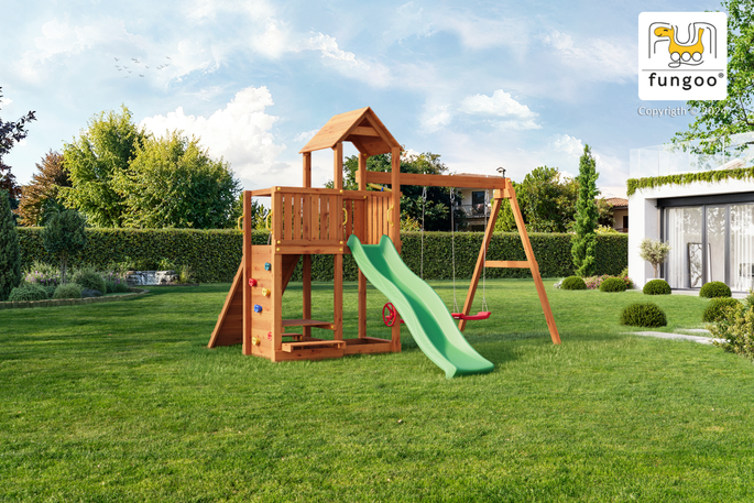 Fungoo CAROL3 Speeltuin grijs-wit met glijbaan
