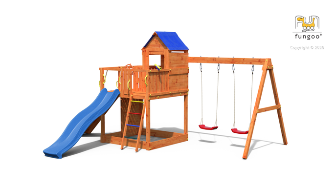 Fungoo CAROL3 Speeltuin grijs-wit met glijbaan