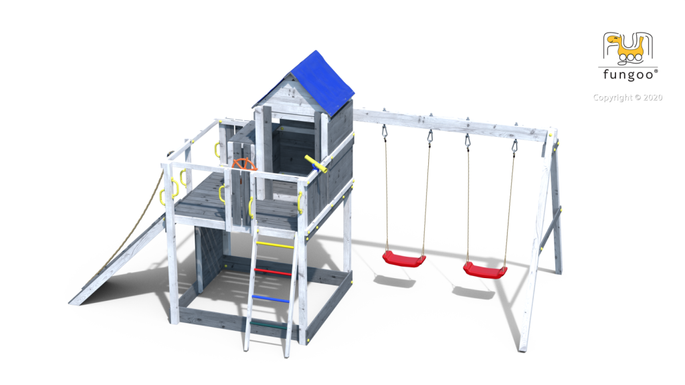 Fungoo CAROL3 Speeltuin grijs-wit met glijbaan