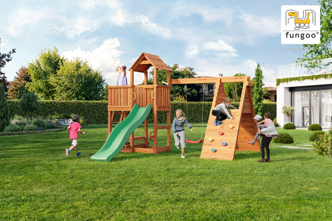 Fungoo CAROL3 Speeltuin grijs-wit met glijbaan