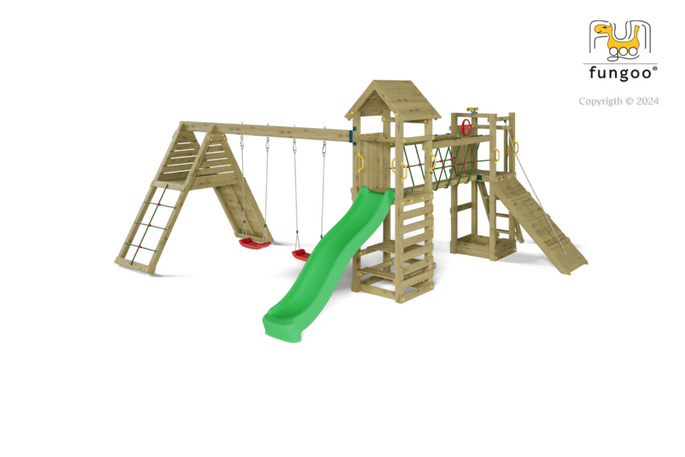Fungoo CAROL3 speeltuin grijs met glijbaan in 4 kleuren