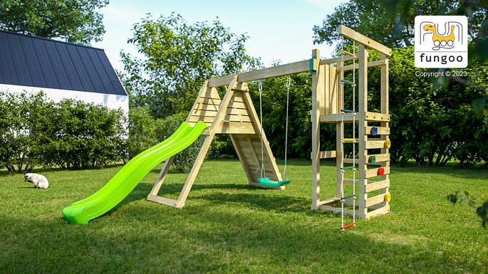 Fungoo FUNNY3 met schans, zandbak en glijbaan
