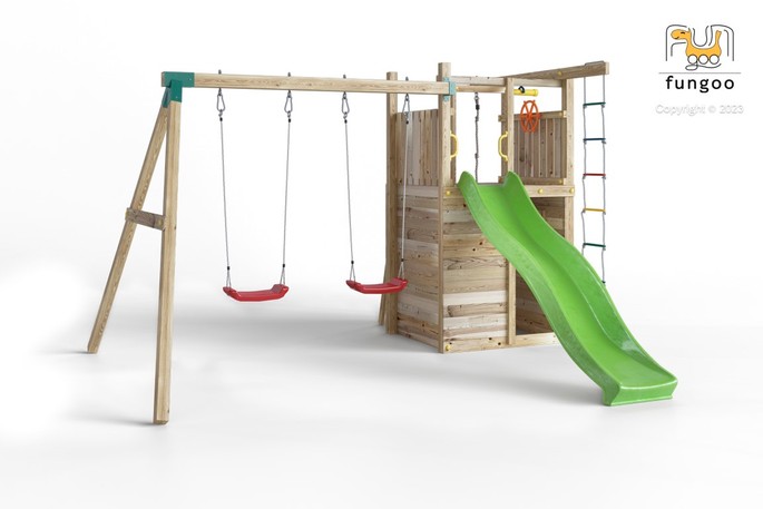 Fungoo FUNNY3 met schans, zandbak en glijbaan