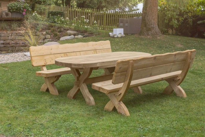 [Pakket] Emsland massief houten zitset met 2 banken en 2 stoelen