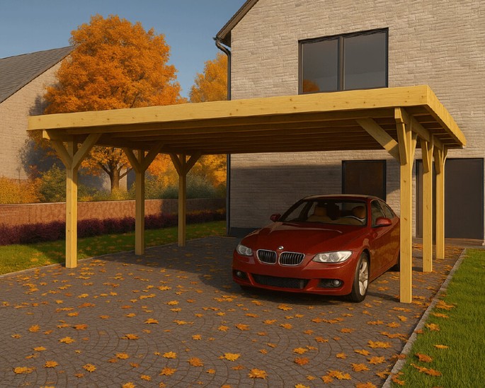 Dubbele carport massief constructiehout (KVH) 6 × 5 m