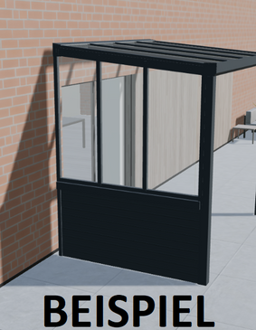 Plankenwand mit Seitenwand TYP1 VSG Glas - Milchglas - 300