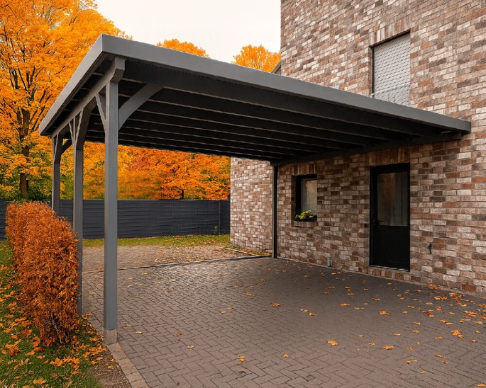 Dubbele carport vaste wand massief constructiehout (KVH) 6 × 5 m