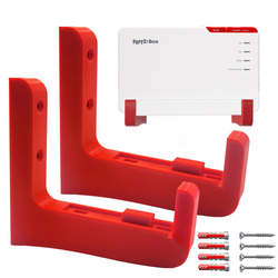 Wandhalterung passend für Fritz Box 5690 PRO Halter Halterung Fritz!Box 1 Paar mit Montagematerial und Bohrschablone Rot