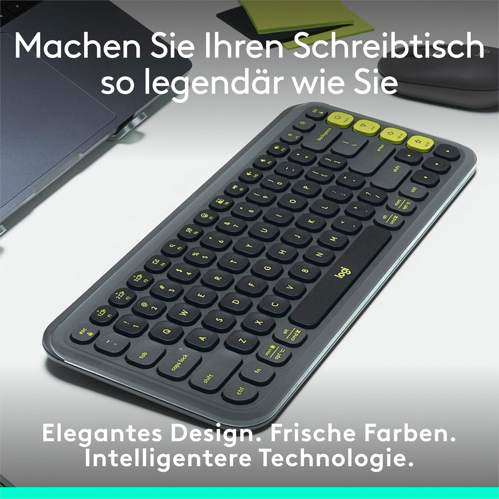 Logitech POP ICON COMBO Grafit / Grün Bluetooth Tastatur - Bild 3