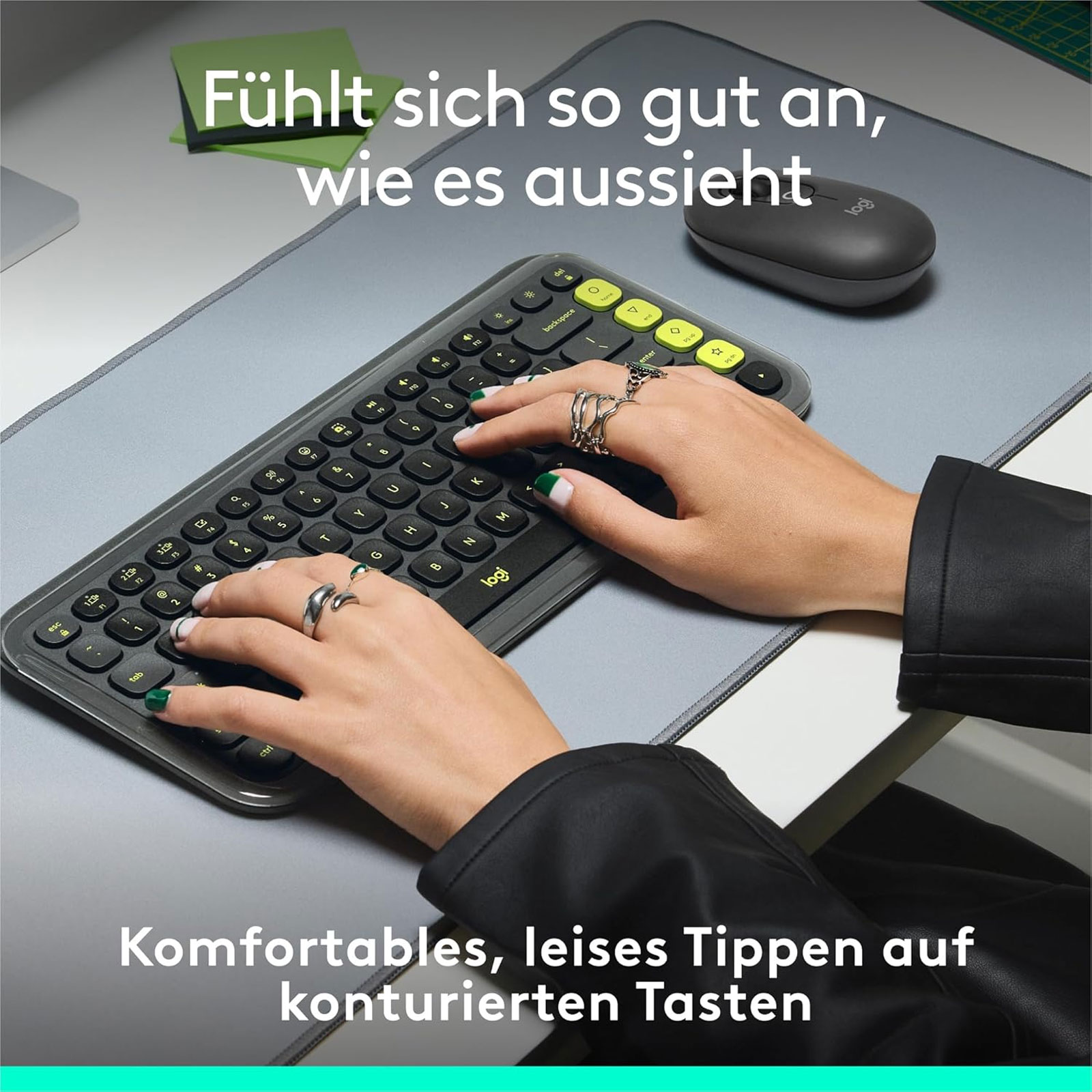 Logitech POP ICON COMBO Grafit / Grün Bluetooth Tastatur - Bild 4