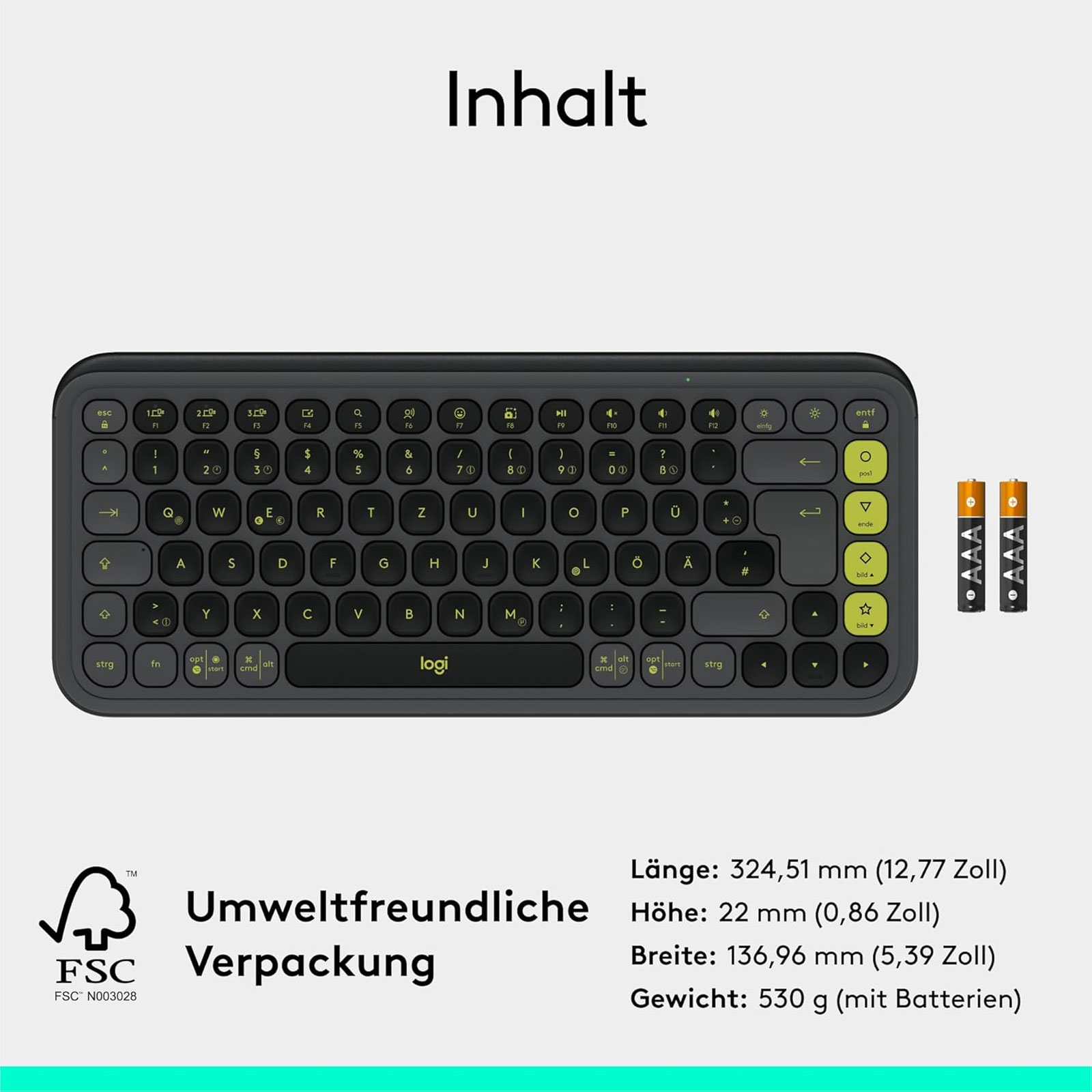 Logitech POP ICON COMBO Grafit / Grün Bluetooth Tastatur - Bild 7