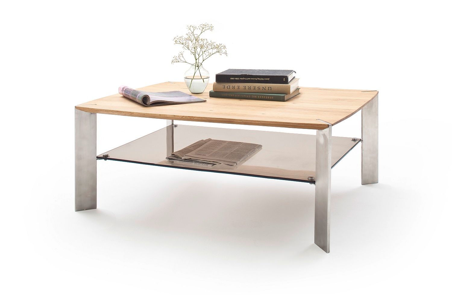 FORTE ILOPPA Couchtisch 120cm - Moderner Wohnzimmertisch In Nelson Eiche | Mit Praktischer Ablage