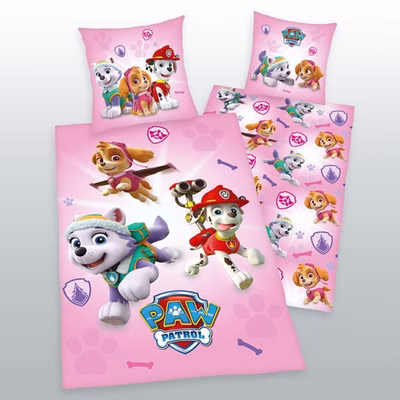 Parure de lit Herding Paw Patrol rose 80 x 80 et 135 x 200 cm