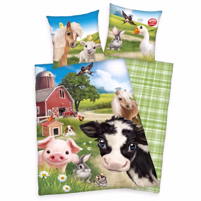 Herding Bed Linen Farm World Farm Animals 135 x 200 cm 100% Cotton