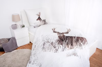 Deer bedding set winter landscape 2-piece 135x200 cm 100% cotton
