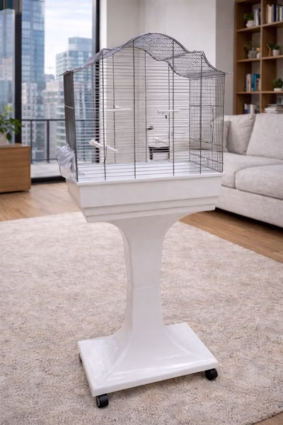 Mega  Vogelkäfig Wellensittich Kanarien  mit Ständer weiß