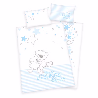 Baby Best Flanell Bettwäsche-Set Lieblingsmensch blau 100x135 cm
