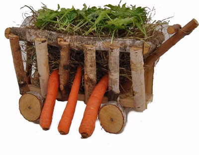 XXL Naturholz Birke Futter und Heuraufe für Meerschweinchen und Kaninchen