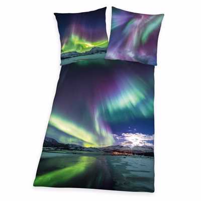 Herding bed linen Northern Lights digital print 135 x 200 cm 100% cotton