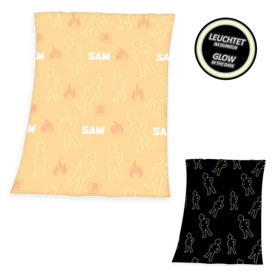 Feuerwehrmann Sam Microfaser Flauschdecke Glow in the dark 130  x 160 cm
