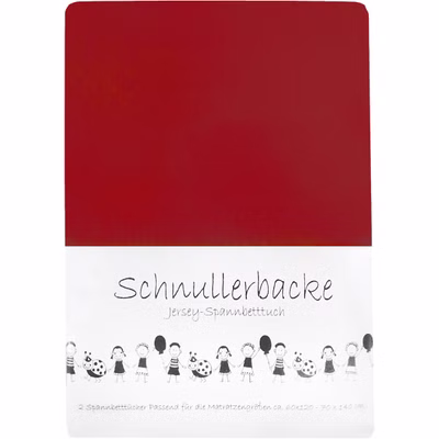 Baby Jersey Fitted Sheet with Pacifier Cheek 60/120 - 70/140 cm Red