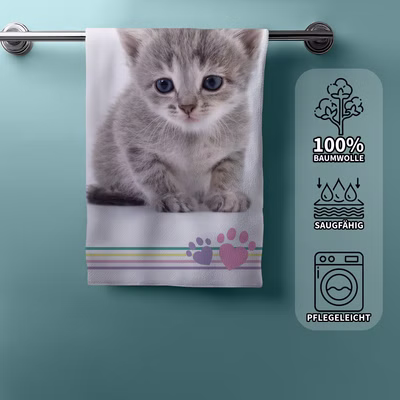 Bath towel beach towel with cat 70 x 140cm