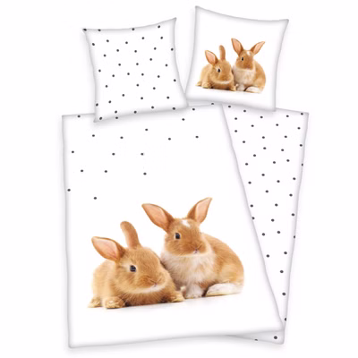 Parure de lit berger avec lapin 135 x 200 cm 100% coton
