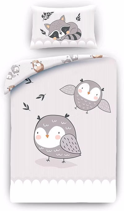 Owl baby bedding reversible bed linen 100 x 135 cm